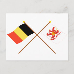 Cartão Postal Bandeiras Crossed Belgium e Limbourg