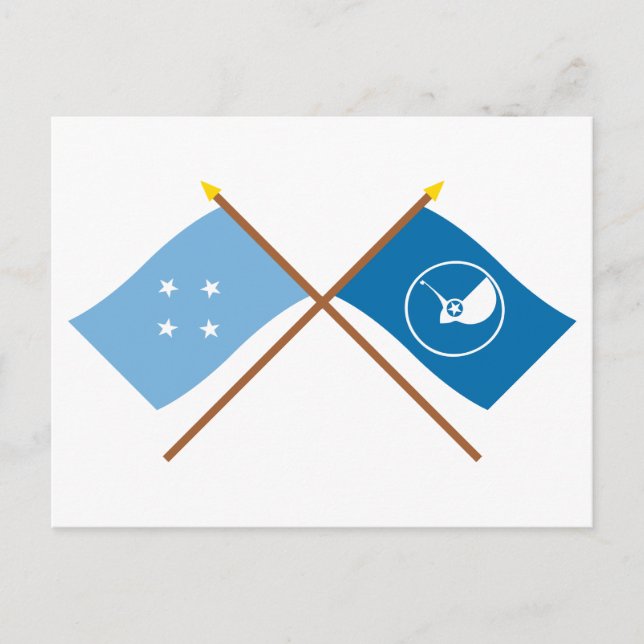 Cartão Postal Bandeiras cruzadas da Micronésia e Yap (Frente)