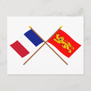 Cartão Postal Bandeiras cruzadas de França e Aquitânia