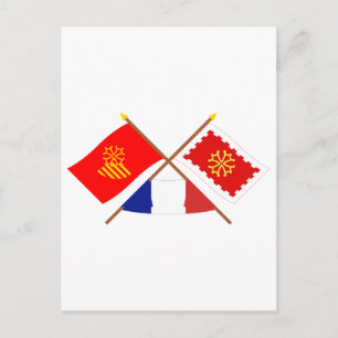 Cartão Postal Bandeiras cruzadas de Languedoc-Roussillon e Aude