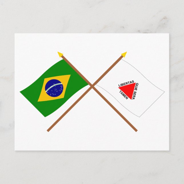 Cartão Postal Bandeiras cruzadas do Brasil e de Minas Gerais (Frente)