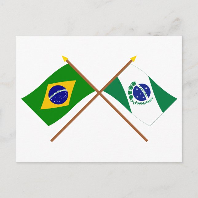 Cartão Postal Bandeiras cruzadas do Brasil e do Paraná (Frente)
