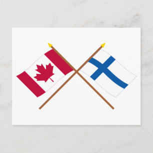 Cartão Postal Bandeiras cruzadas do Canadá e da Finlândia