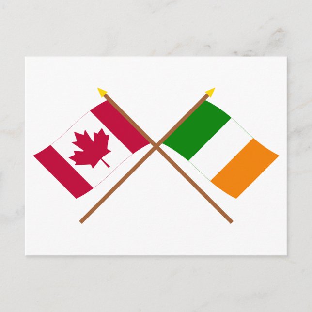 Cartão Postal Bandeiras cruzadas do Canadá e da Irlanda (Frente)