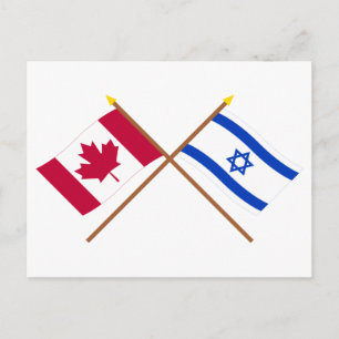 Cartão Postal Bandeiras cruzadas do Canadá e de Israel
