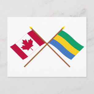 Cartão Postal Bandeiras cruzadas do Canadá e do Gabão
