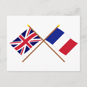 Cartão Postal Bandeiras Cruzadas do Reino Unido e França