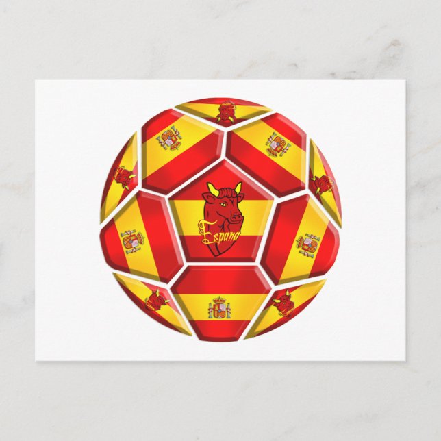 Cartão Postal Bandeiras da bola de futebol de espanha La Furia R (Frente)