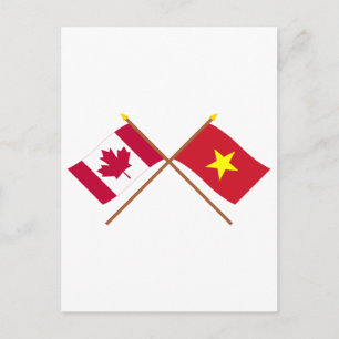 Cartão Postal Bandeiras do Canadá e do Vietnã entrelaçadas