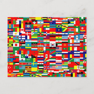 CARTÃO POSTAL BANDEIRAS DO MUNDO