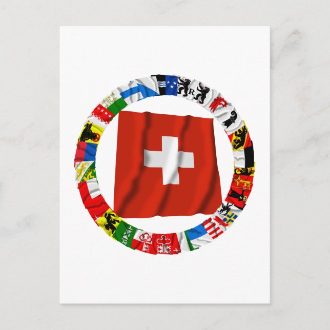 Cartão Postal Bandeiras dos Cantões da Suiça (Frente)