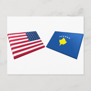 Cartão Postal Bandeiras dos EUA & Kosovo