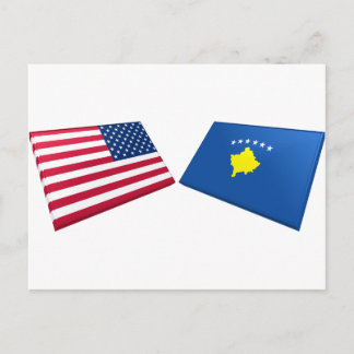 Cartão Postal Bandeiras dos EUA & Kosovo