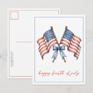 Cartão Postal Bandeiras Patrióticas Americanas Quatro de Julho
