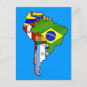 Cartão Postal Bandeiras sul-americanas do mapa de bandeira da Am