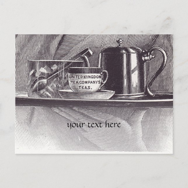 Cartão Postal Bandeja de chá do vintage (Frente)