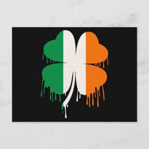 Cartão Postal Bandeja Irlandesa de Quatro Folhas de Folha