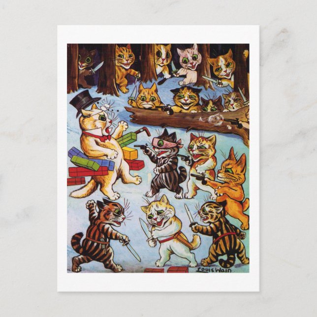 Cartão Postal Bandits de Kitten, Louis Wain (Frente)