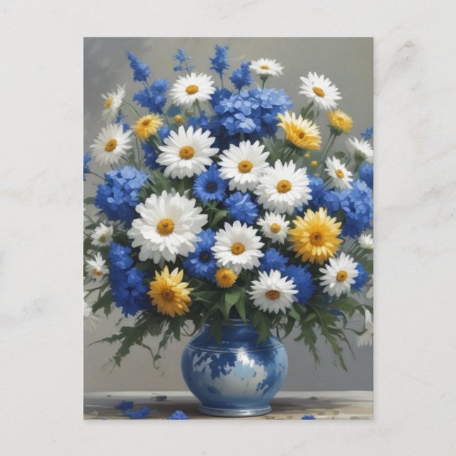 Cartão Postal Bando de Flores de Aquarela Elegante (Frente)