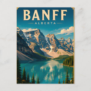 Cartão Postal 🏔️ Banff Alberta Lago de Montanha