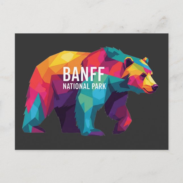 Cartão Postal Banff National Park Canada Colorors Bear (Frente)