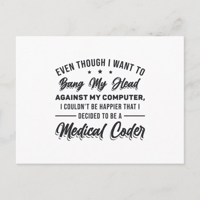 Cartão Postal Bang My Head Medical Coder Programmer ICD (Frente)