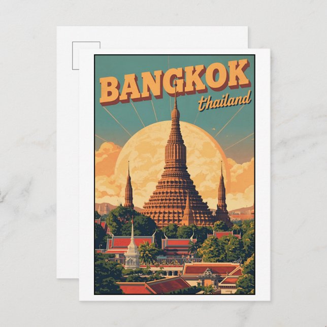 Cartão Postal Bangkok city  Wat Arun - Thailand travel gifts (Frente/Verso)