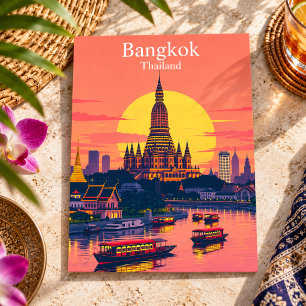 Cartão Postal Bangkok, Tailândia Viagem Vintage Vibrante