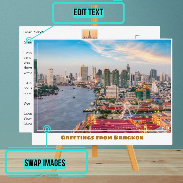 Cartão Postal Bangkok Thailand River e Skyline Modern (Please enjoy our postcards and see the others in the collection.)