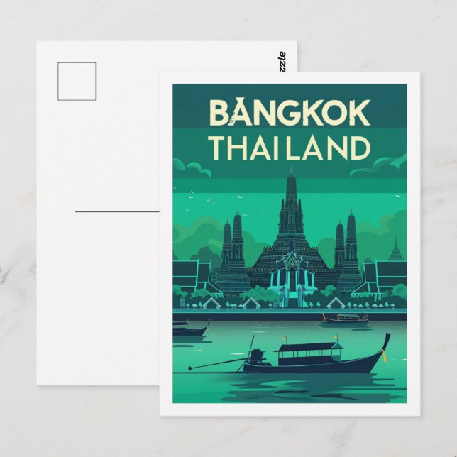 Cartão Postal Bangkok Thailand Vintage Familiar Viagem (Frente/Verso)