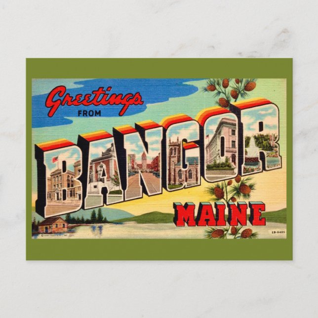 Cartão Postal Bangor Maine Greetings Postcard (Frente)