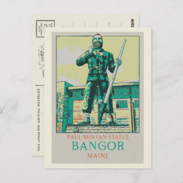 Cartão Postal Bangor Maine USA, Paul Bunyan Statue