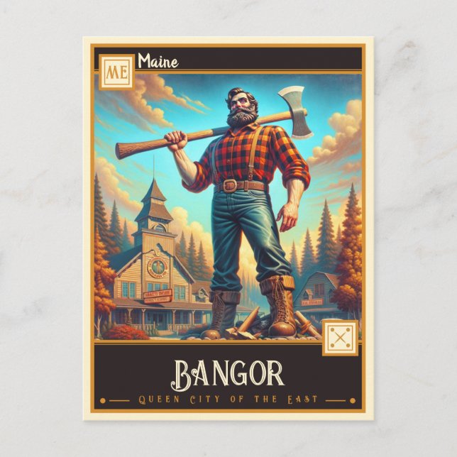 Cartão Postal Bangor, Maine | Vintage (Frente)