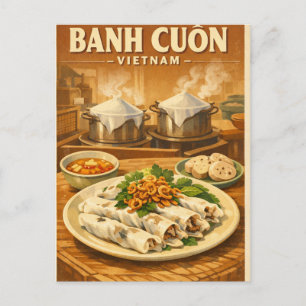 Cartão Postal Banh Cuon vietnamita, em um clássico retro 