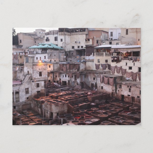 Cartão Postal Banheiro de couro marroquino - Fes - Marrocos (Frente)