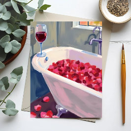 Cartão Postal Banho de Pétalas de Rosa | Pintura Romântica de Vi