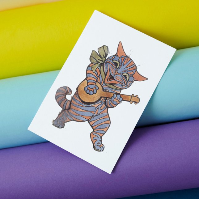 Cartão Postal Banjo Playing Cat (Criador carregado)