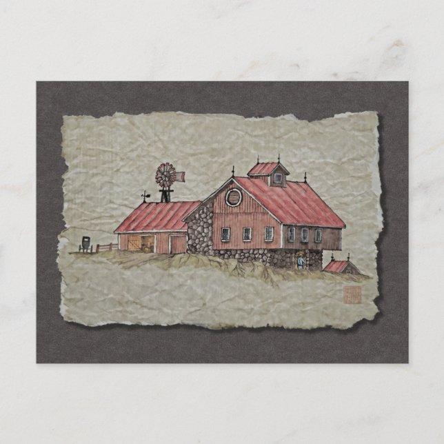 Cartão Postal Bank Barn & Windmill (Frente)