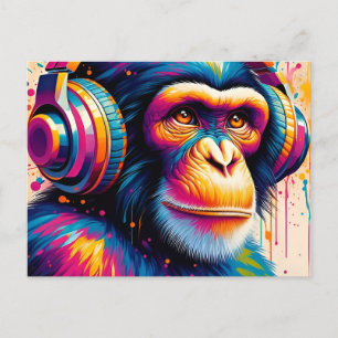 Cartão Postal Banksy DJ Monkey Gorilla Chimp Art Impressão
