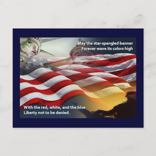 Cartão Postal Banner Liberty Star Spangled (Frente)