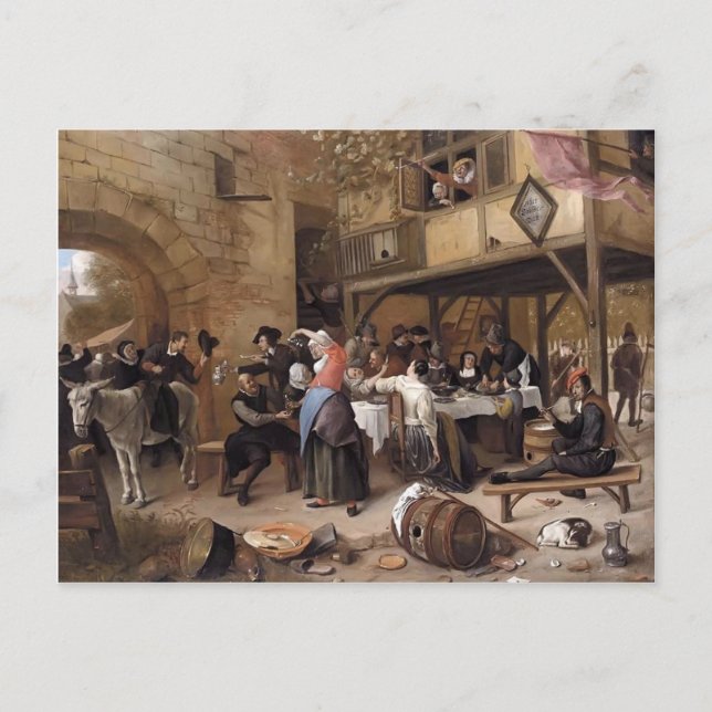 Cartão Postal Banquete da Câmara dos Retóricos por Jan Steen (Frente)
