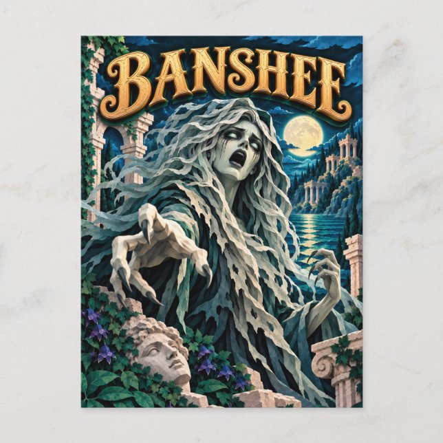 Cartão Postal Banshee, Monstro de Corte de Papel (Frente)