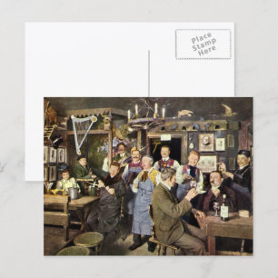 Cartão Postal Bar antigo moído com celebrações Pessoas, uma fest