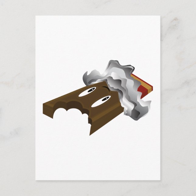 Cartão Postal Bar de chocolate - Mordida (Frente)