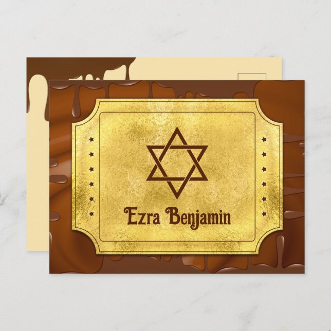 Cartão Postal Bar de tíquete de chocolate Bat Mitzvah Obrigado (Frente/Verso)
