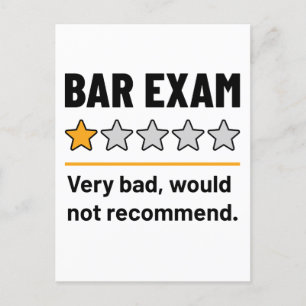 Cartão Postal Bar Exam Funny 1 Star Muito Ruim Não Recomendaria
