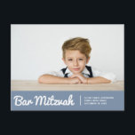 Cartão Postal Bar Mitzvah Simple Modern Custom Photo Invitation<br><div class="desc">Disponível aqui: http://www.zazzle.com/store/selectpartysupplies</div>