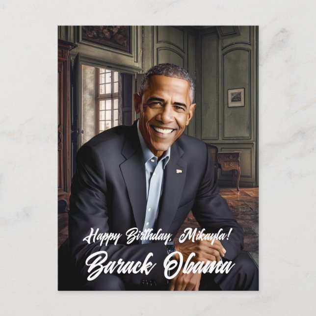 Cartão Postal Barack Obama 44 Presidente Birthday (Frente)