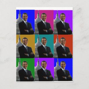 Cartão Postal Barack Obama POPART . Camisetas & Presentes