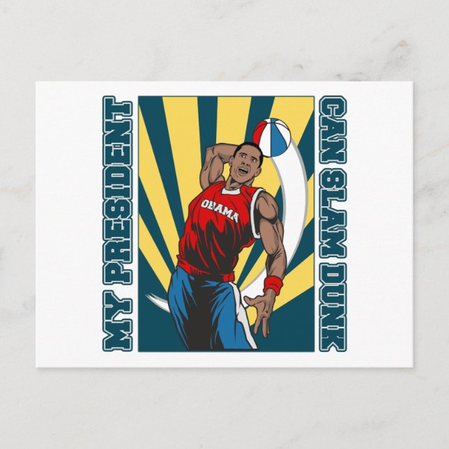 Cartão Postal Barack Obama Slam Dunk (Frente)
